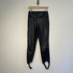 NWT WeWoreWhat x Revolve Vegan Leather Stirrup Leggings Womens Size Small Black